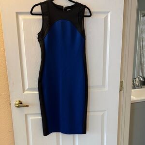 Elegant Blue and Black Sleeveless Dress